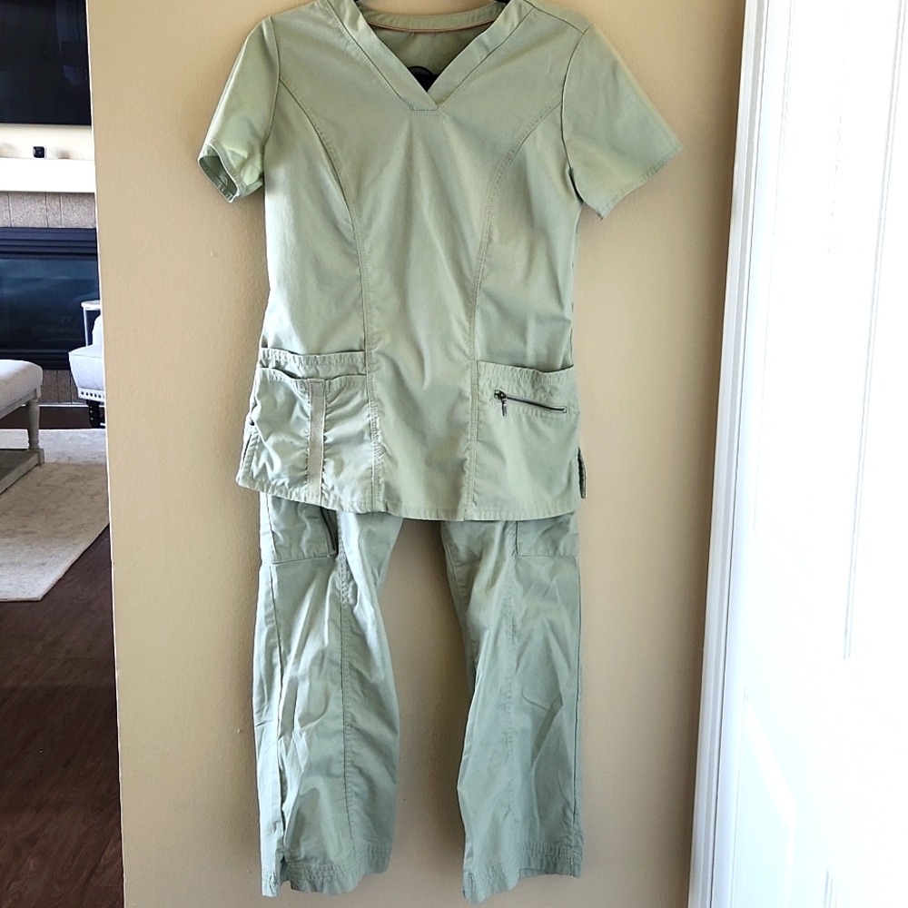 Beyond Scrubs Mint Green Cargo Scrub Set